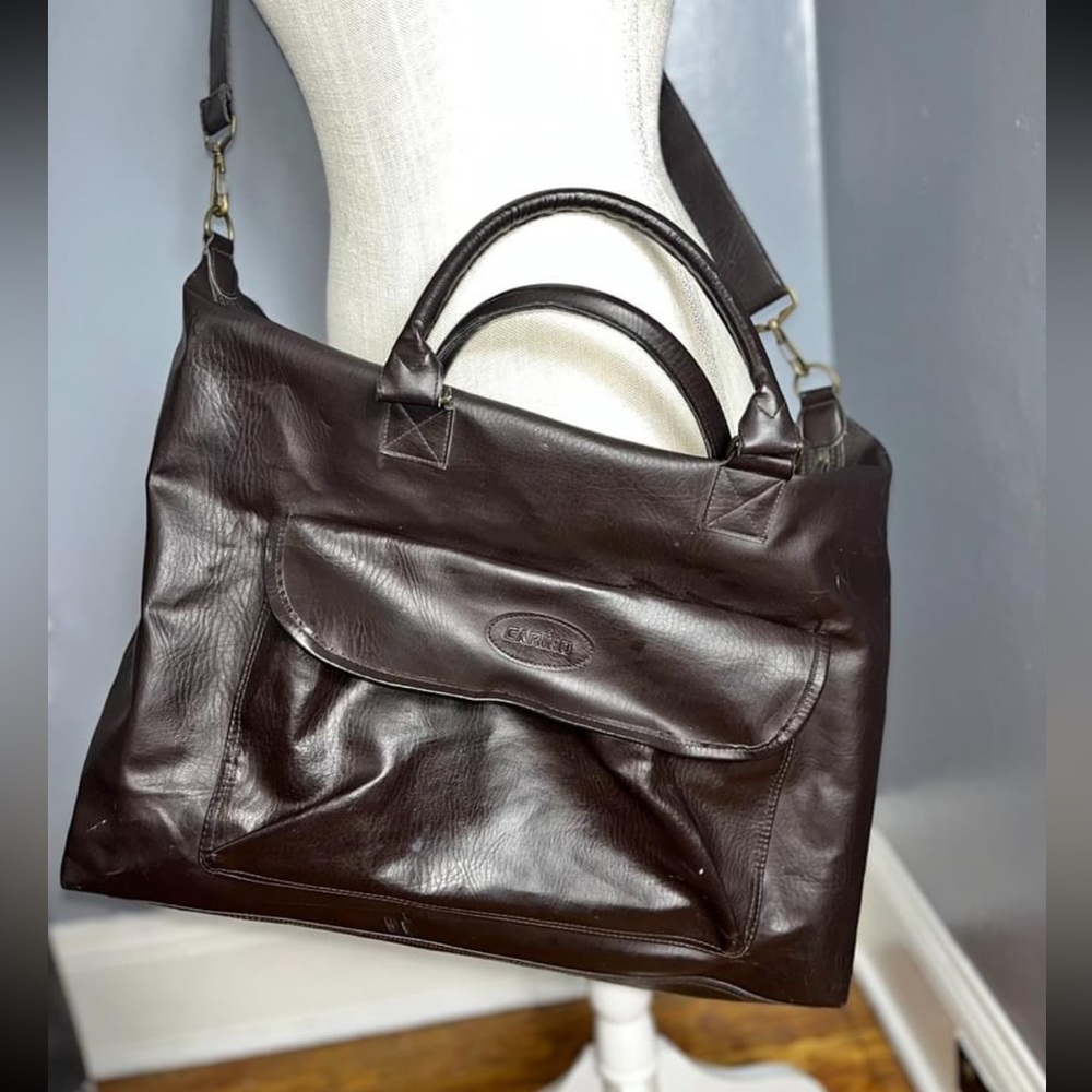 Carino Brown Leather Travel Bag EUC minimalist dark academia preppy weekender